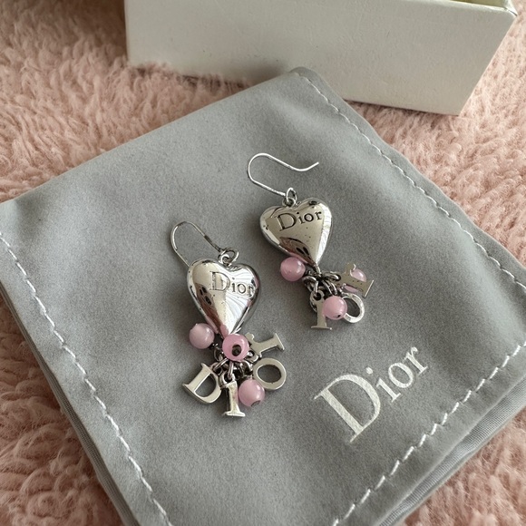 Christian Dior Bead Heart Logo Drop Vintage Earring - Picture 4 of 9
